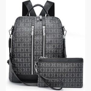 Vegan Leather Convertible Backpack Purse with Wristlet, Lightweight Travel Bag